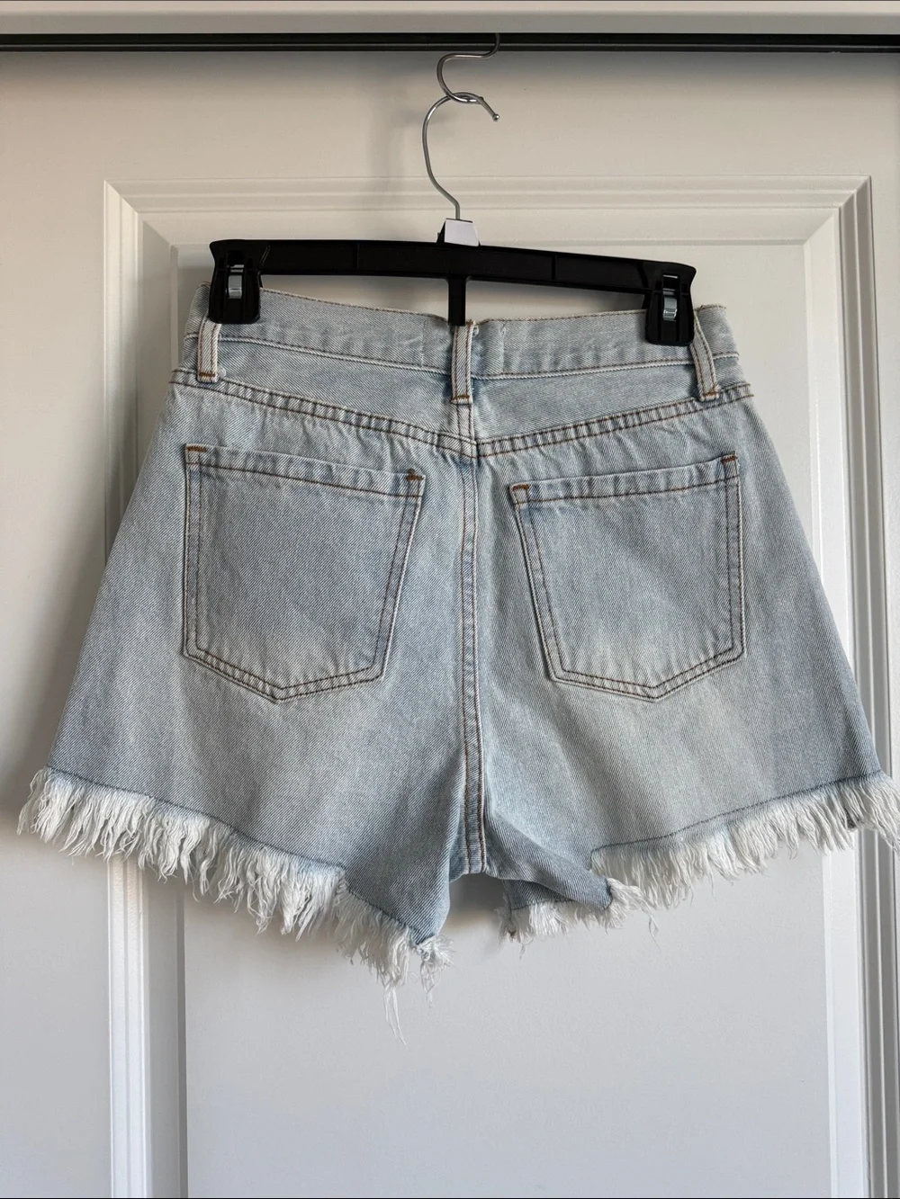 Jean Shorts Frayed High Rise Light Wash Denim Cutoff